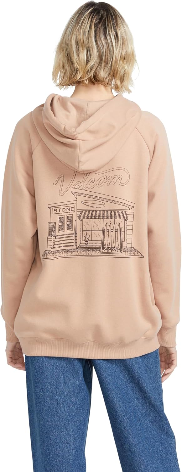 Volcom Women's Truly Stoked Ovesized Bf Hooded Fleece Sweatshirt Sandstorm
