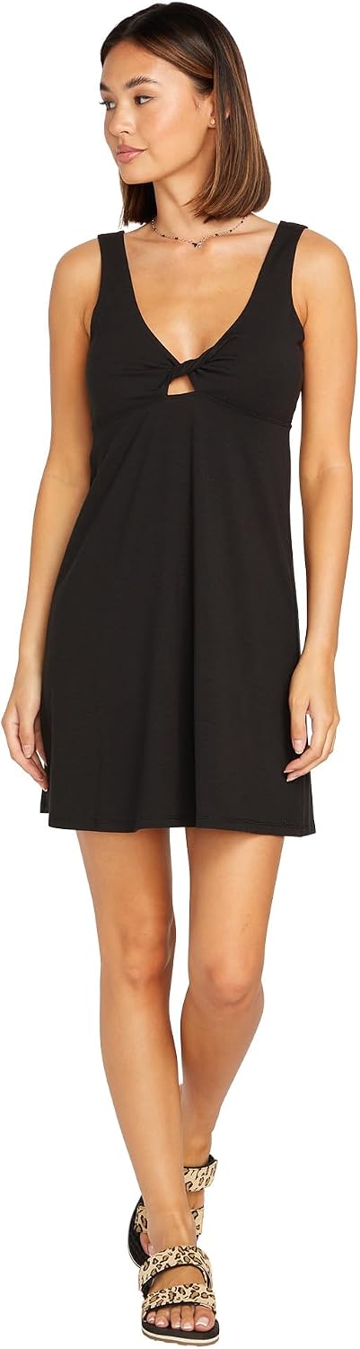 Volcom Women's Desert Bunnie Reversible Fit and Flare Knit Mini Dress Black
