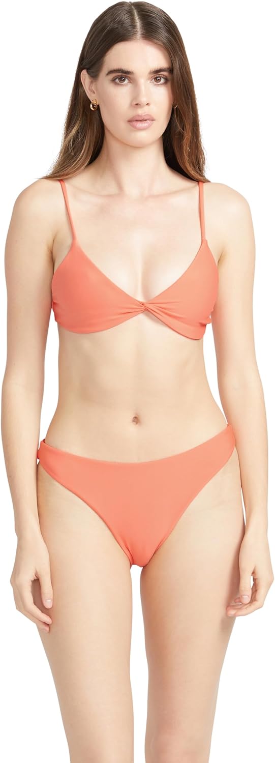 Volcom Women's Simply Seemless V Neck Swimsuit Bikini Top Electric Pink