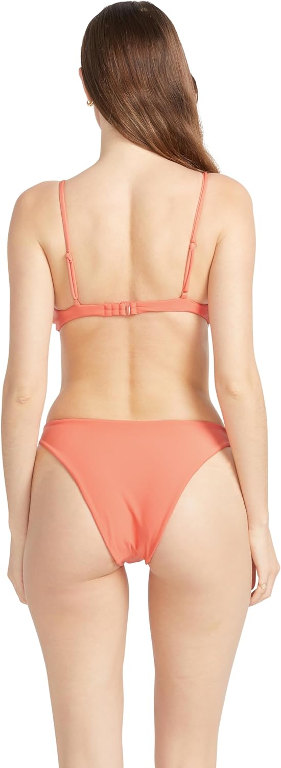 Volcom Women's Simply Seemless V Neck Swimsuit Bikini Top Electric Pink