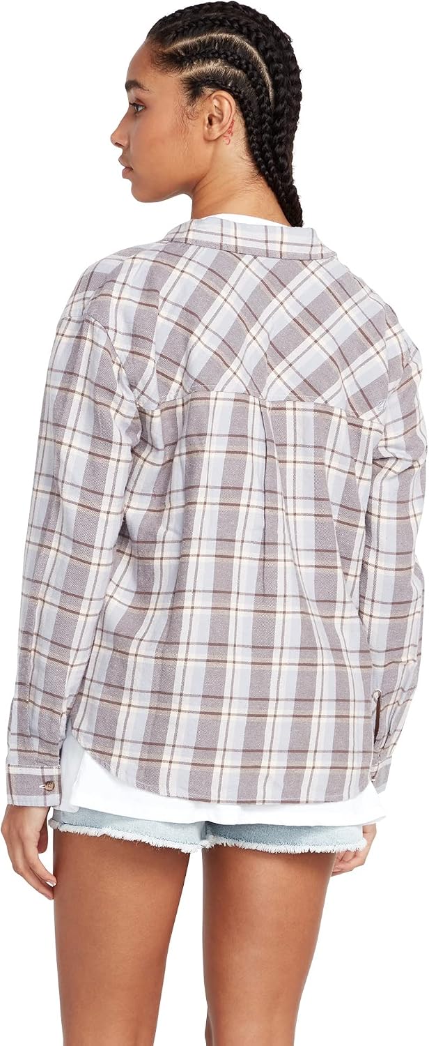 Volcom Women's Plaid to Meet U Long Sleeve Flannel Shirt