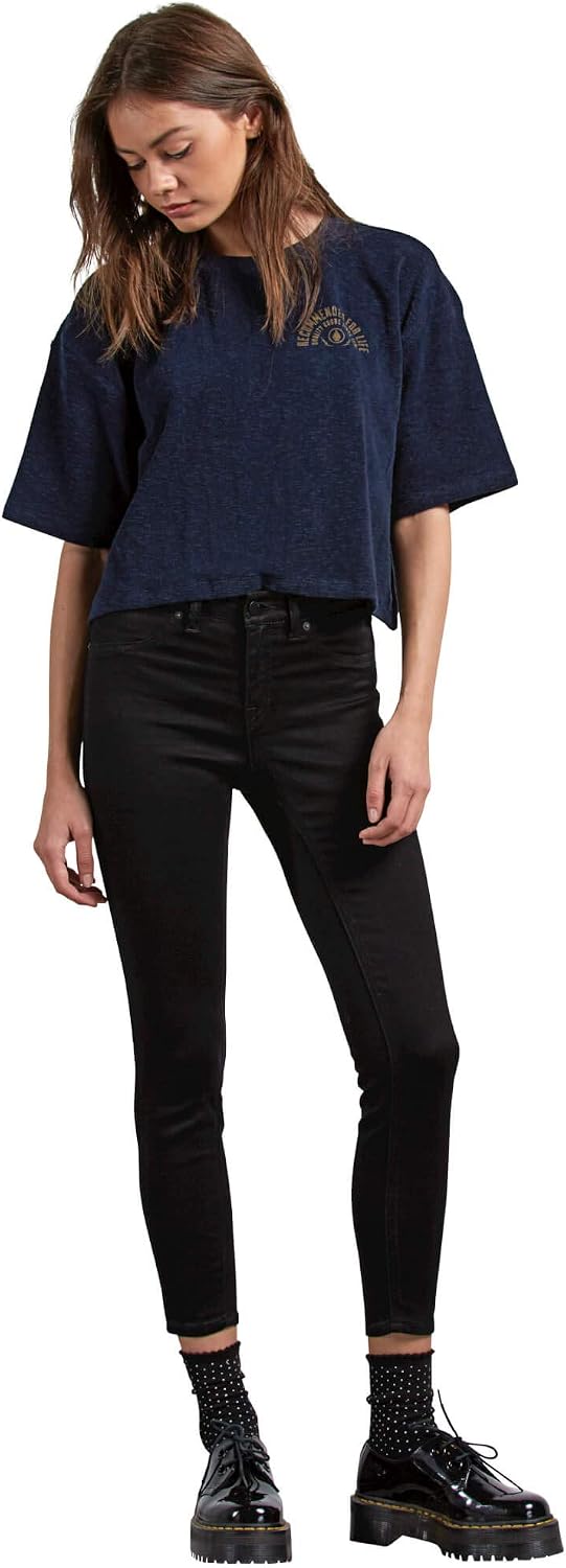 Volcom Women's Liberator Legging Fit Denim Jean Pants (Regular & Plus Size) Black Out
