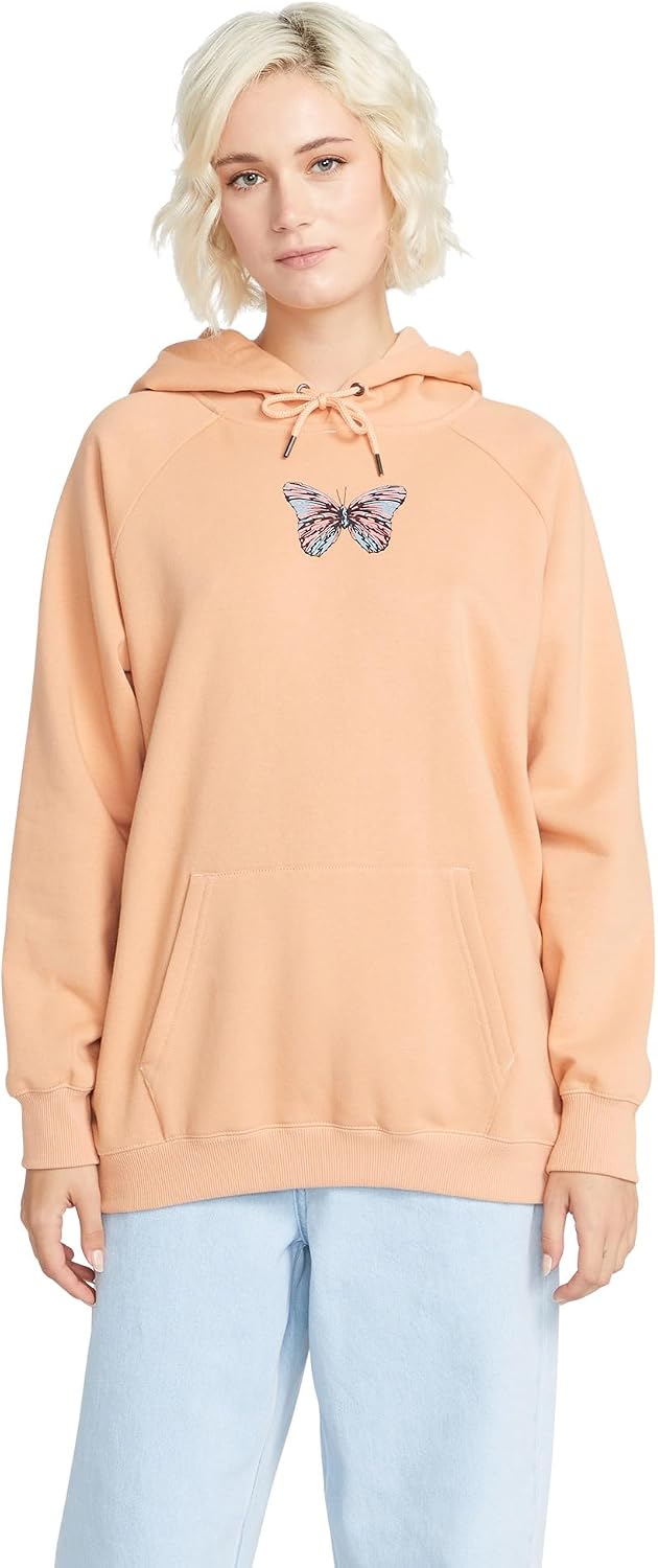 Volcom Women's Truly Stoked Ovesized Bf Hooded Fleece Sweatshirt Clay