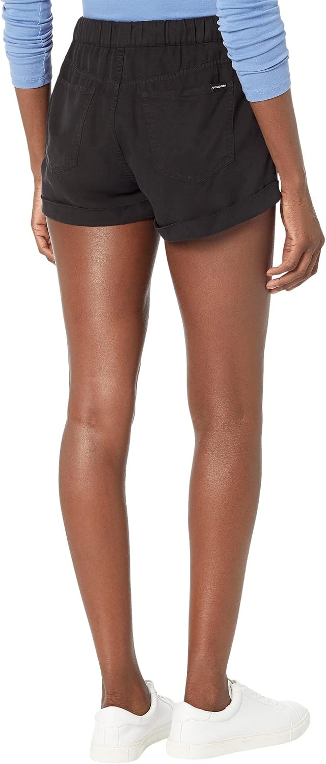 Volcom Women's Sunday Strut Elastic Waist Short Black Out 2