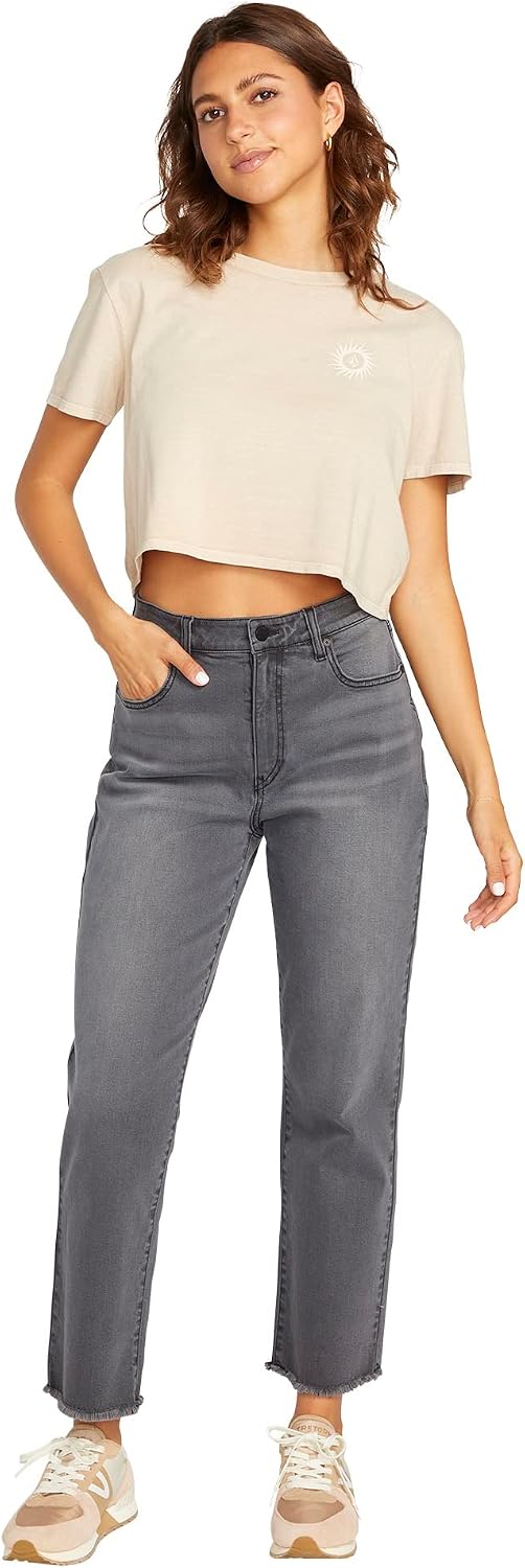 Volcom Women's Stone Step High Rise Denim Jean Pant Vintage Black
