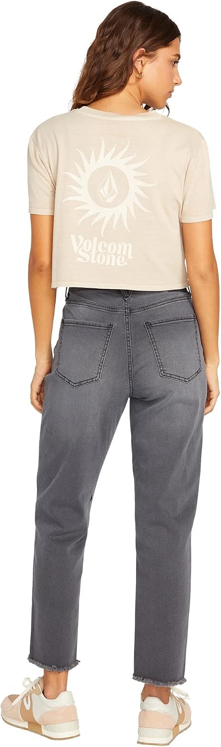 Volcom Women's Stone Step High Rise Denim Jean Pant Vintage Black