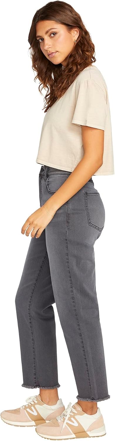 Volcom Women's Stone Step High Rise Denim Jean Pant Vintage Black