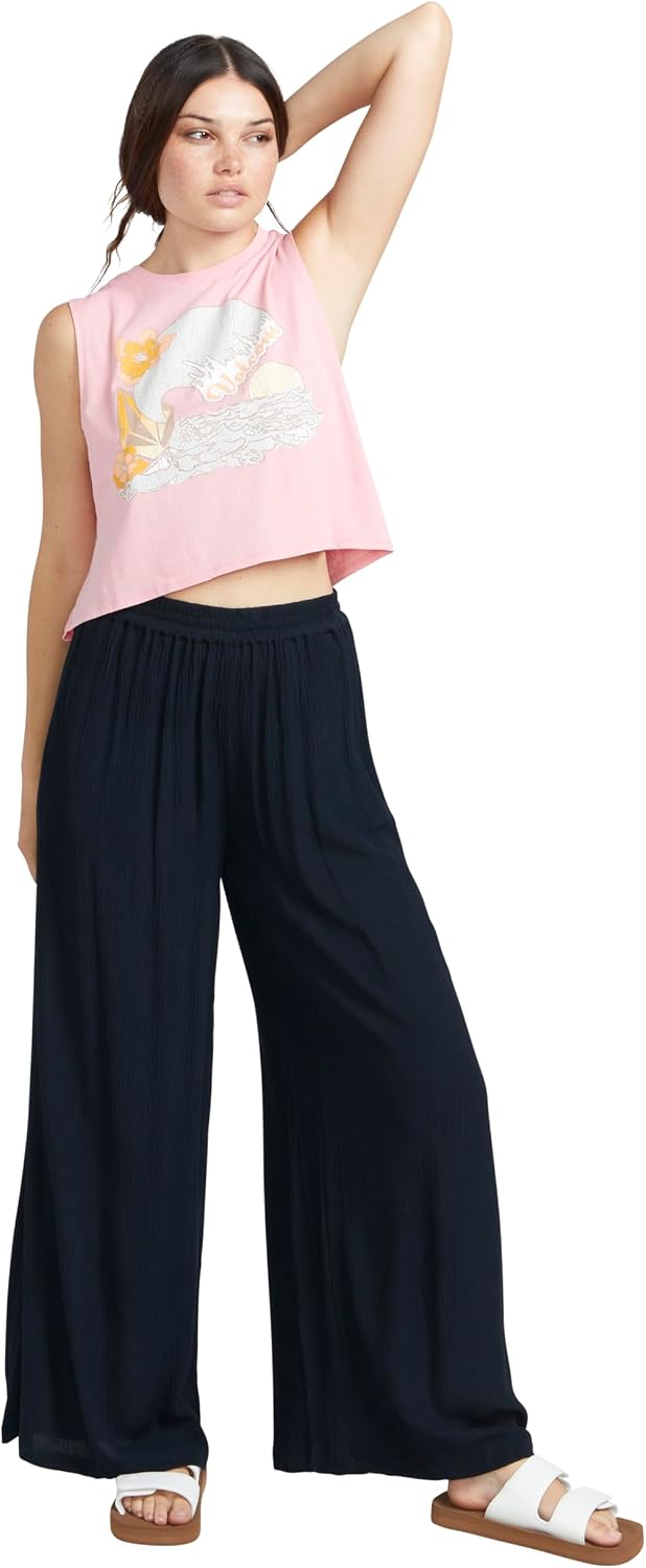 Volcom Women's Stoneshine Junki Wide Leg Beach Pant Black 1
