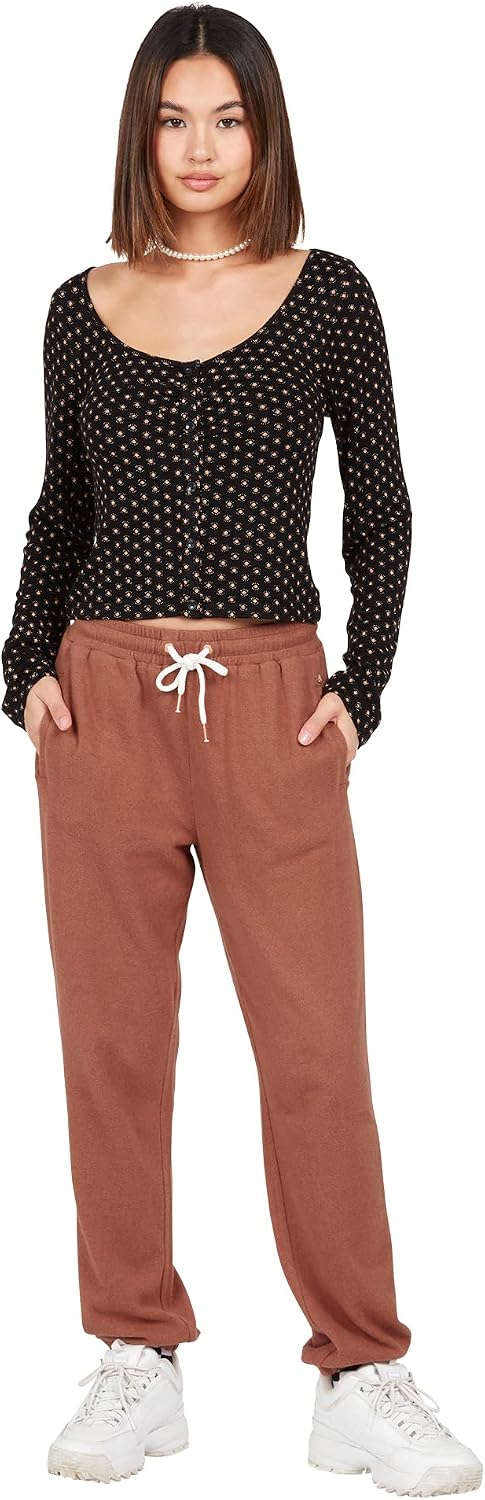 Volcom Women's Lived In Lounge Fleece Sweatpants (Regular & Plus Size) Dark Clay