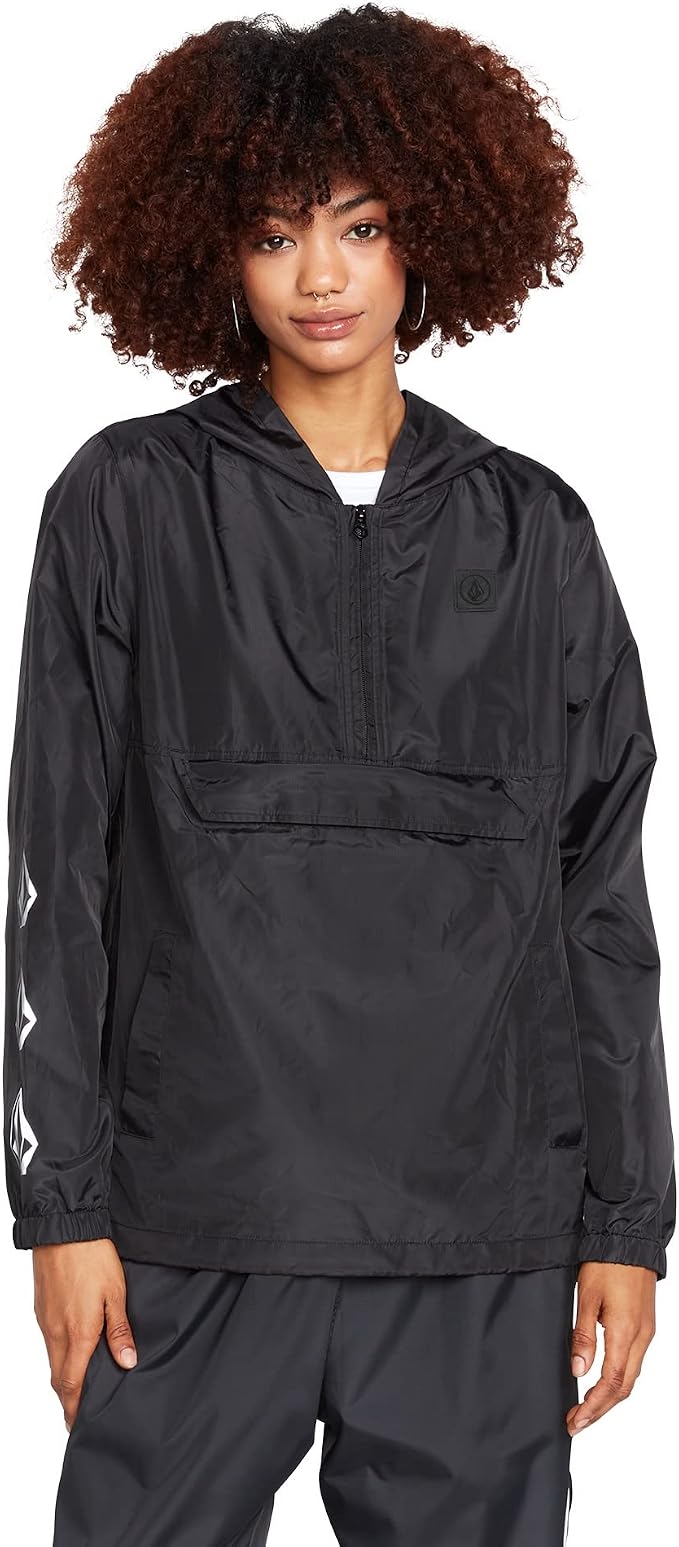 Volcom Women's Earth Tripper Packable Windbreaker Jacket Black
