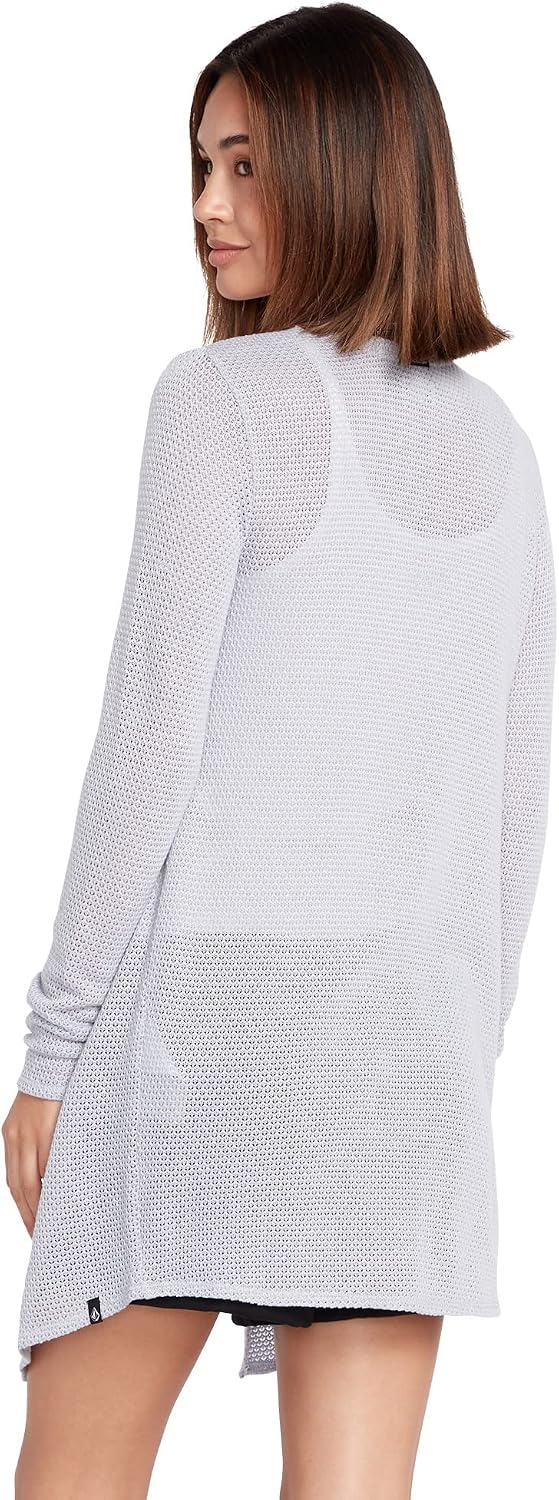 Volcom Women's Go Go Wrap Open Front Cardigan Sweater (Regular & Plus Size) Moonbeam