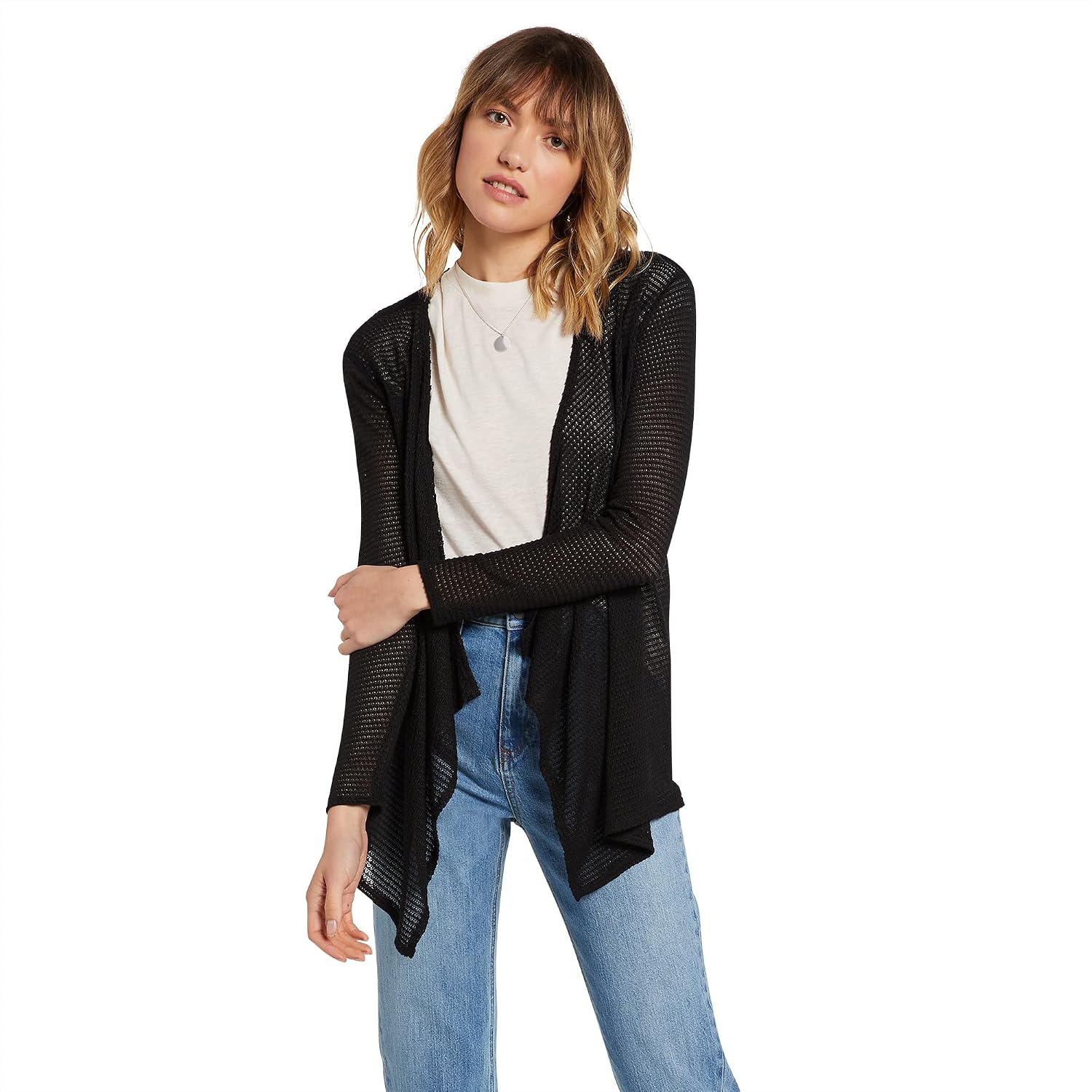 Volcom Women's Go Go Wrap Open Front Cardigan Sweater (Regular & Plus Size) Black 2