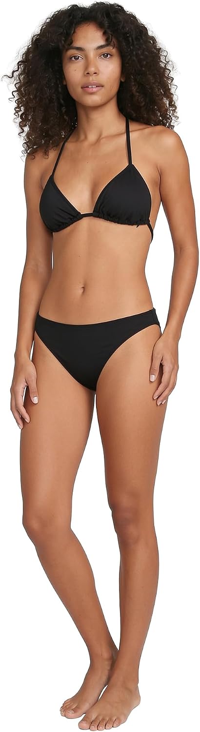 Volcom Women's Tri Bikini Top – Sustainable Slide-tri Swim Top with Adjustable Halter and Removable Cups Black