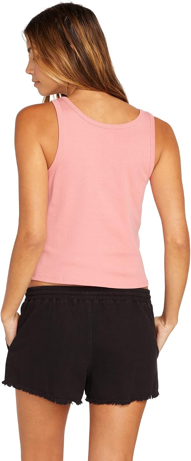 Volcom Women's to The Bank Organic Cotton Graphic Tank Top – Relaxed Boxy Fit, Breezy Summer Style Desert Pink