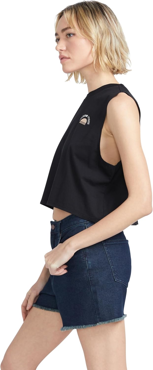 Volcom Women's Stone Step High Rise Denim Short Melindigo