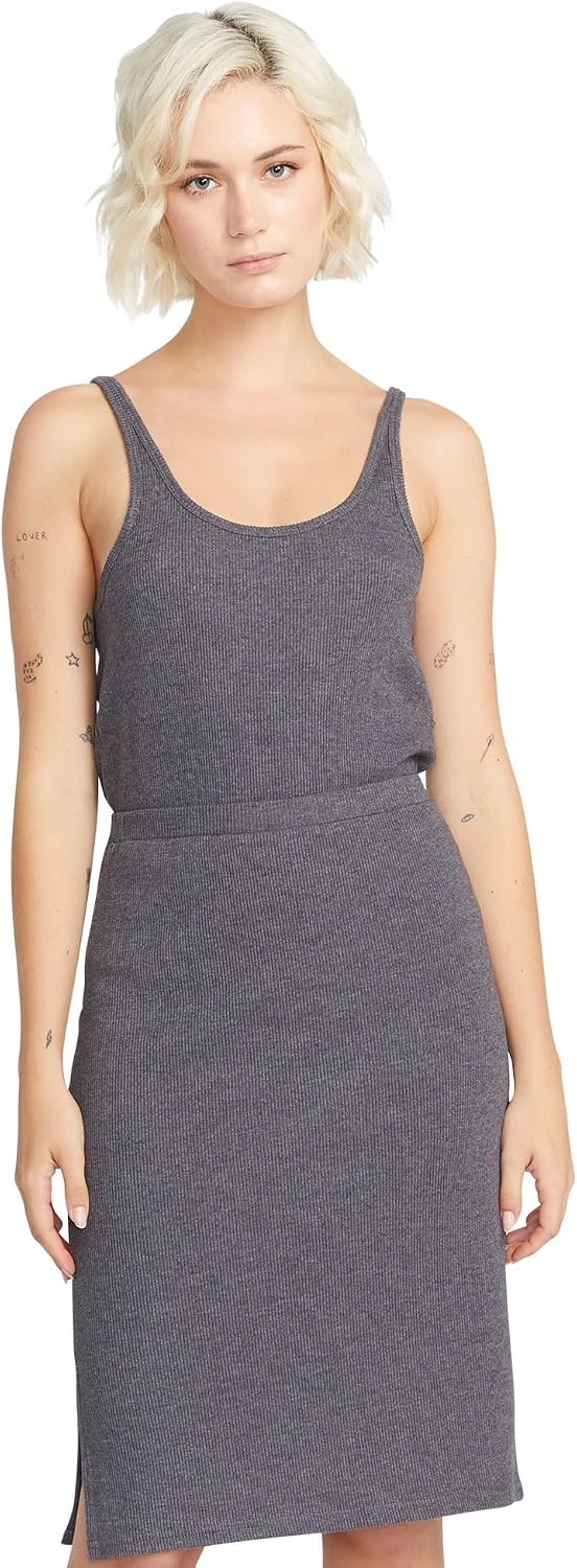 Volcom Women's Lived in Lounge Rib Fitted Tank Black 1