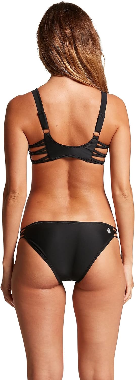 Volcom Women's Simply Seemless V Neck Swimsuit Bikini Top New Black