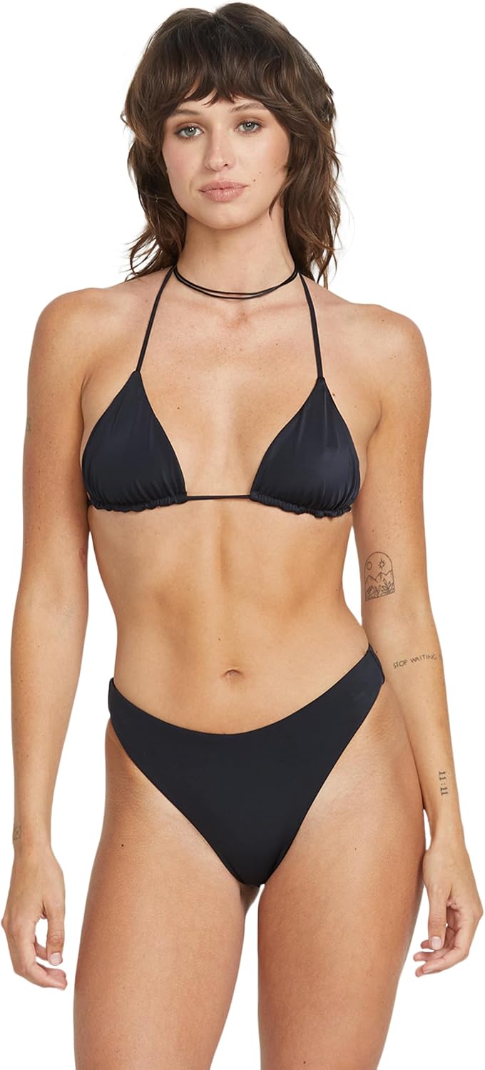 Volcom Women's Tri Bikini Top – Sustainable Slide-tri Swim Top with Adjustable Halter and Removable Cups Ink