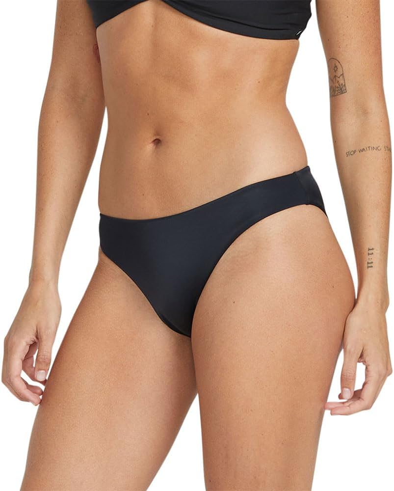 Volcom Women's Full Bikini Bottom – Low-Rise Swim Bottom with Full Coverage, Made from Recycled Fabric Black-onyx