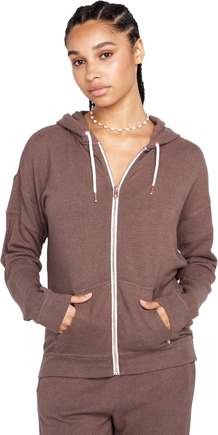 Volcom Women's Lil Zip Up Hooded Fleece Sweatshirt Slate Grey