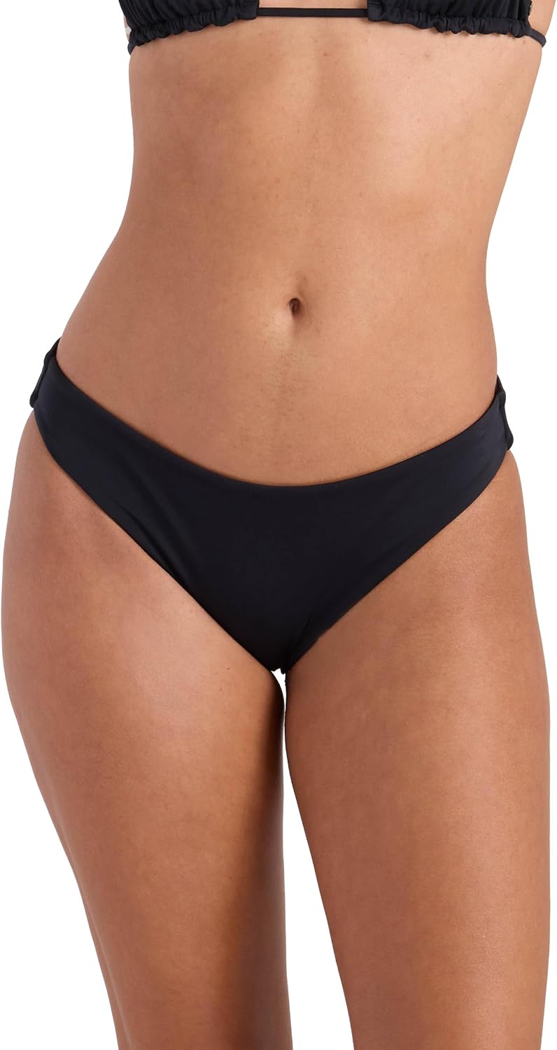 Volcom Women's Full Bikini Bottom – Low-Rise Swim Bottom with Full Coverage, Made from Recycled Fabric Onyx-black