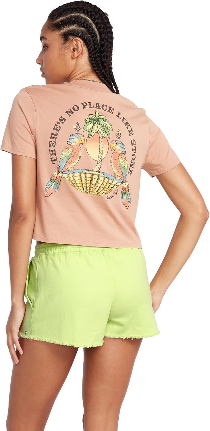 Volcom Women's Strutin Stone Elastic Waist Short Island Green