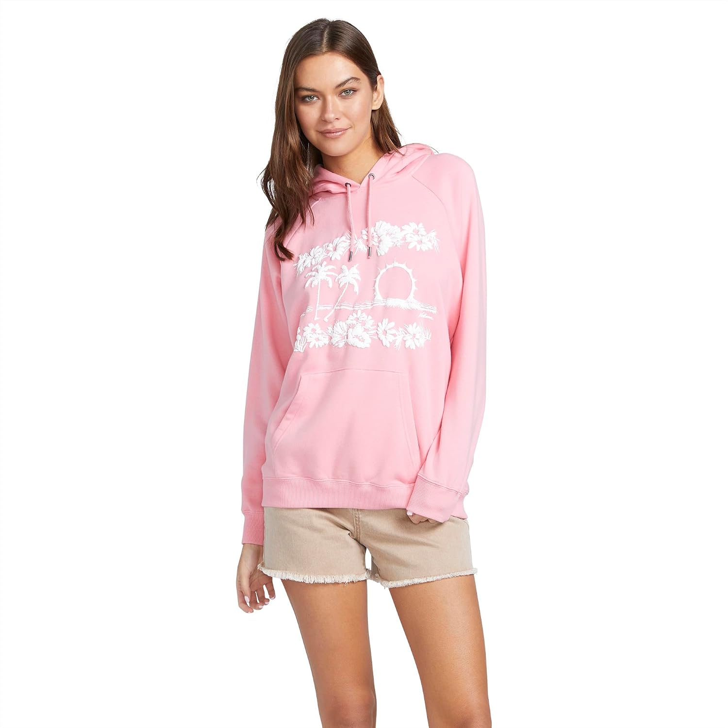 Volcom Women's Truly Stoked Ovesized Bf Hooded Fleece Sweatshirt Guava