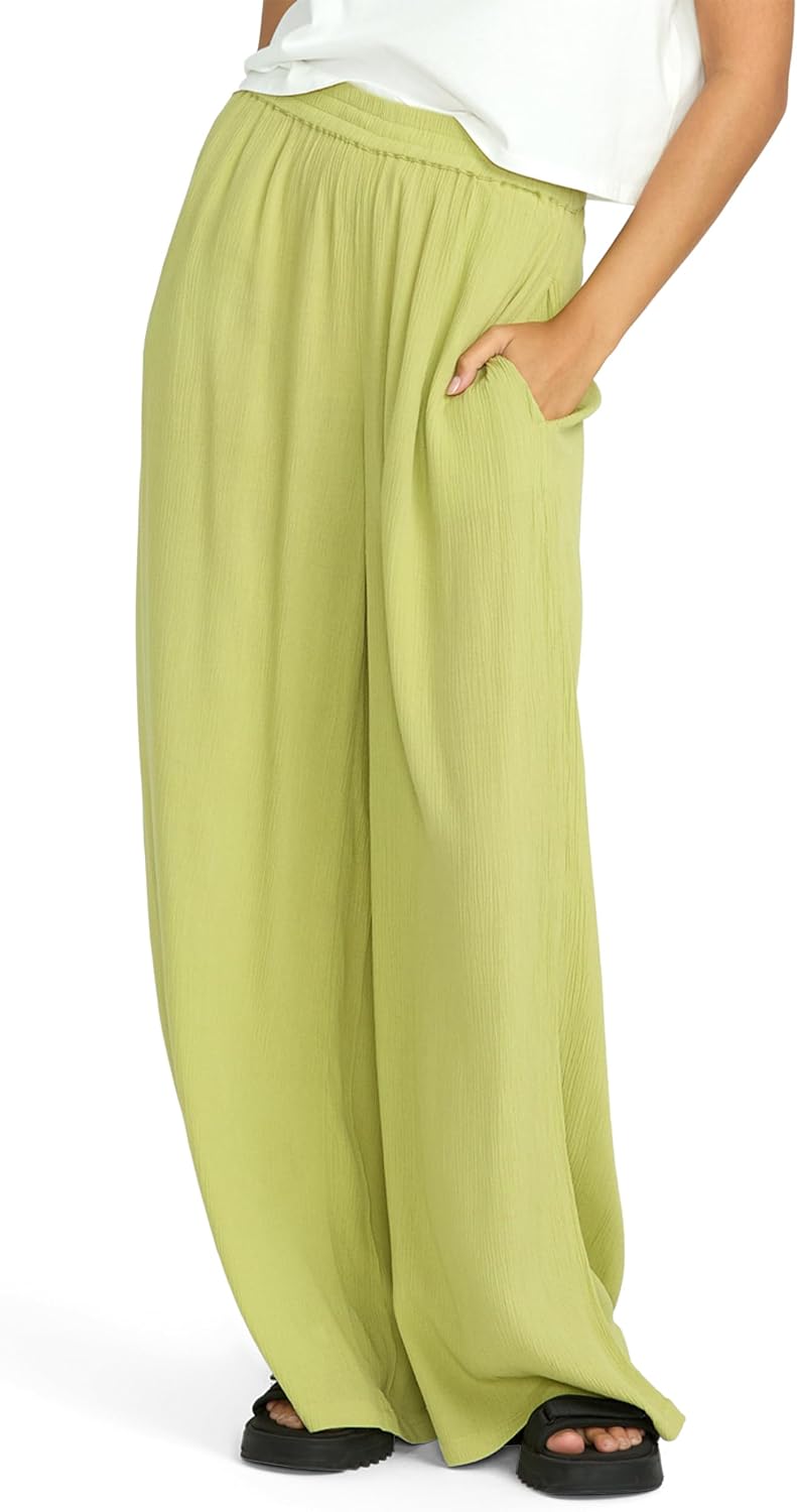Volcom Women's Stoneshine Junki Wide Leg Beach Pant Pea Green