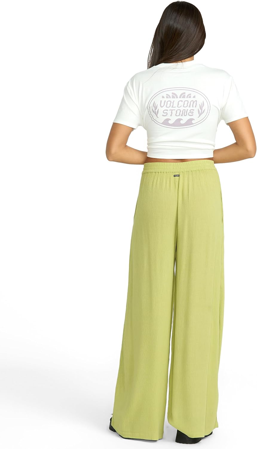 Volcom Women's Stoneshine Junki Wide Leg Beach Pant Pea Green