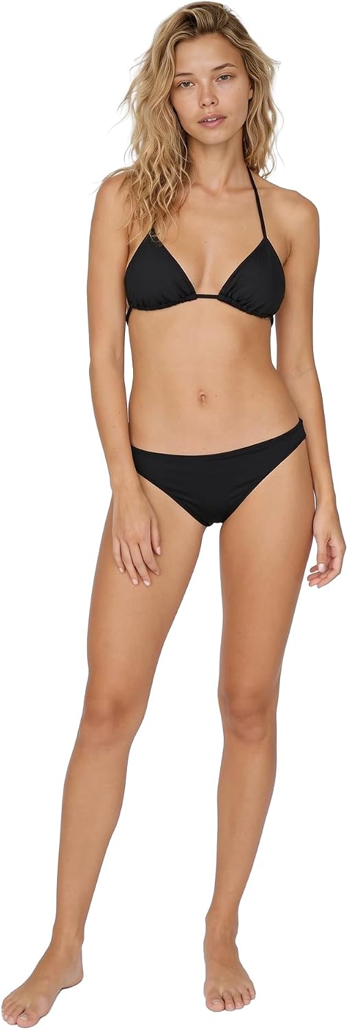 Volcom Women's Full Bikini Bottom – Low-Rise Swim Bottom with Full Coverage, Made from Recycled Fabric Black