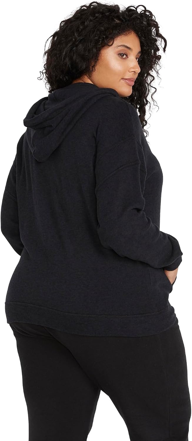Volcom Women's Lil Zip Up Hooded Fleece Sweatshirt Black