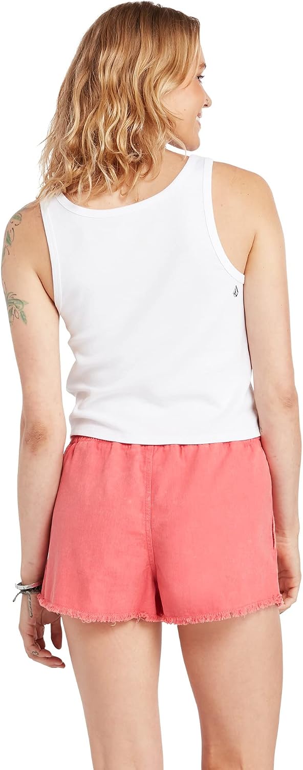 Volcom Women's Strutin Stone Elastic Waist Short Electric Coral