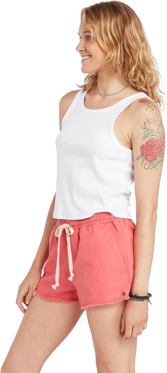 Volcom Women's Strutin Stone Elastic Waist Short Electric Coral