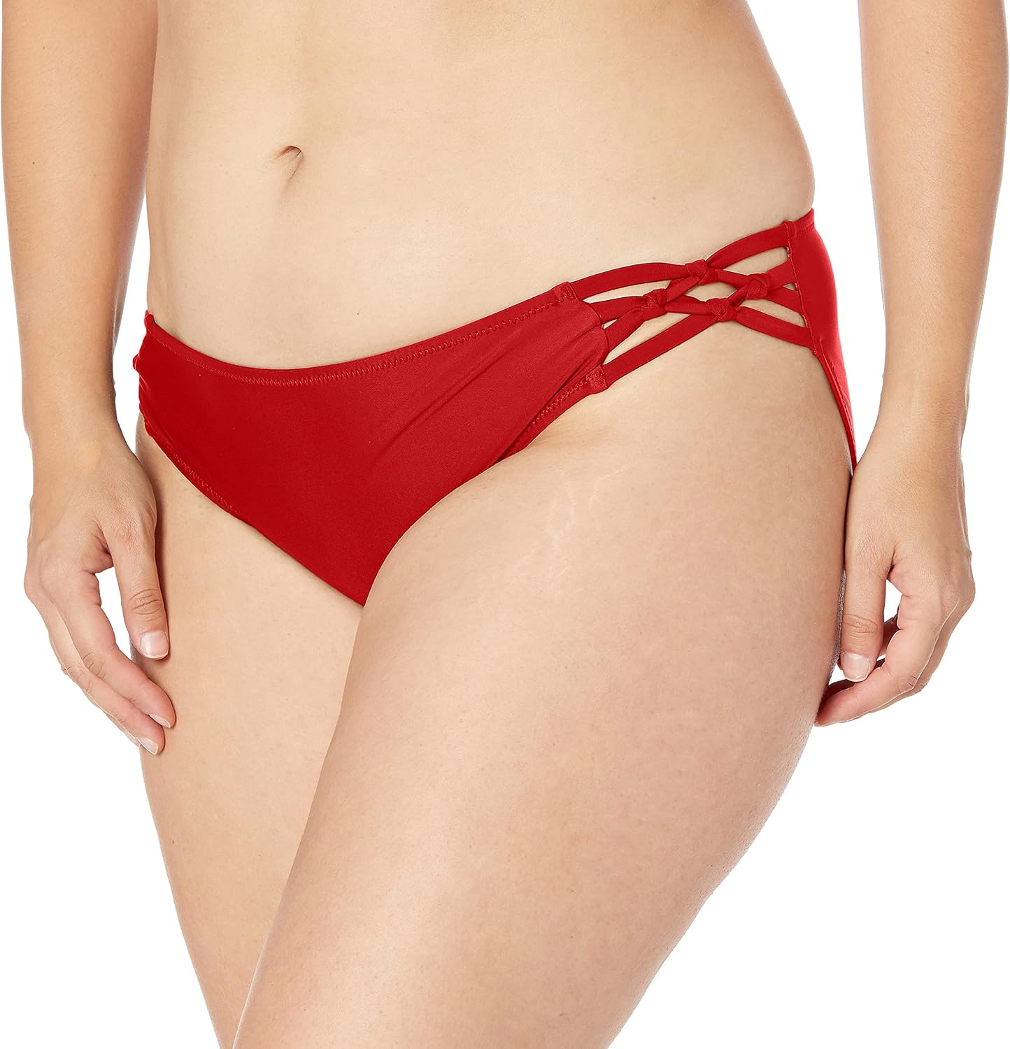 Volcom Women's Full Bikini Bottom – Low-Rise Swim Bottom with Full Coverage, Made from Recycled Fabric True Red