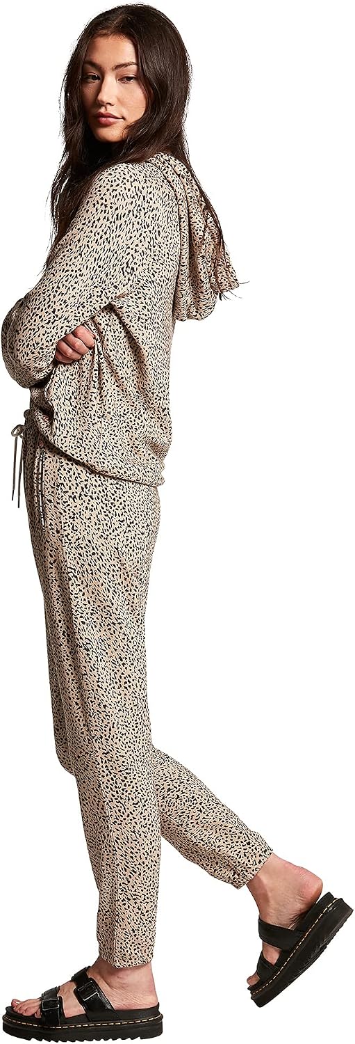 Volcom Women's Lived In Lounge Fleece Sweatpants (Regular & Plus Size) Animal Print