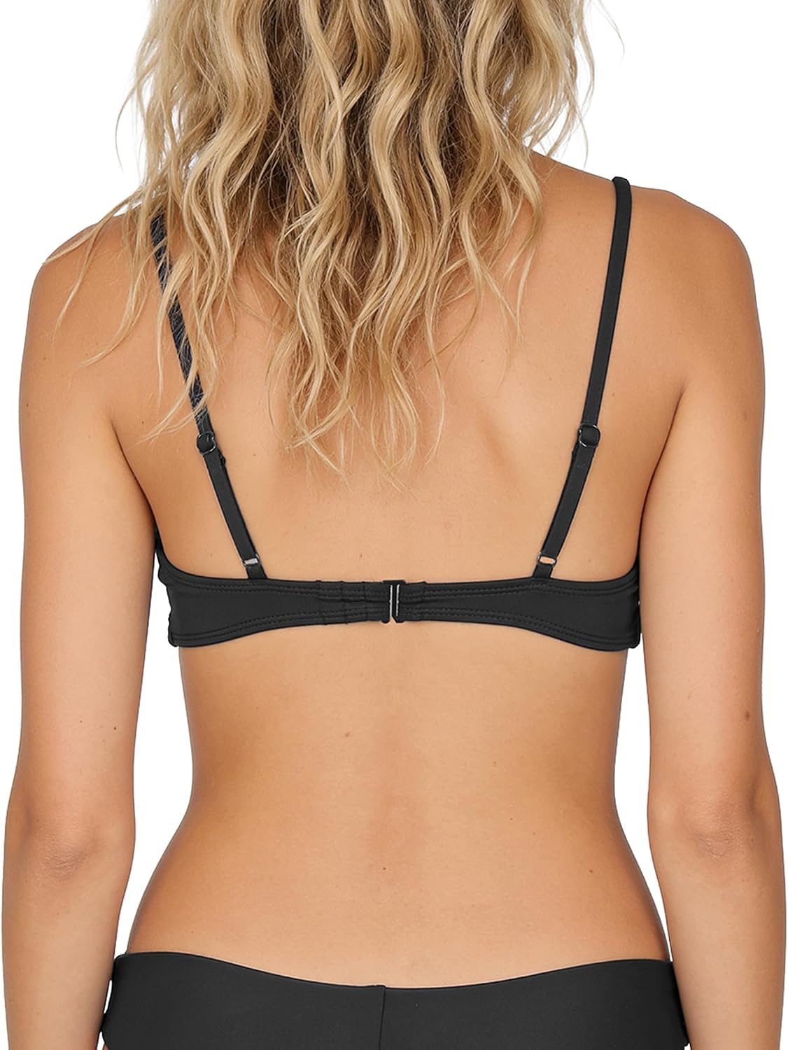 Volcom Women's Simply Seemless V Neck Swimsuit Bikini Top Black