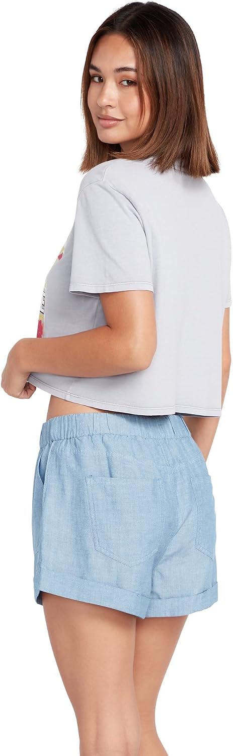 Volcom Women's Sunday Strut Elastic Waist Short Blue Bird