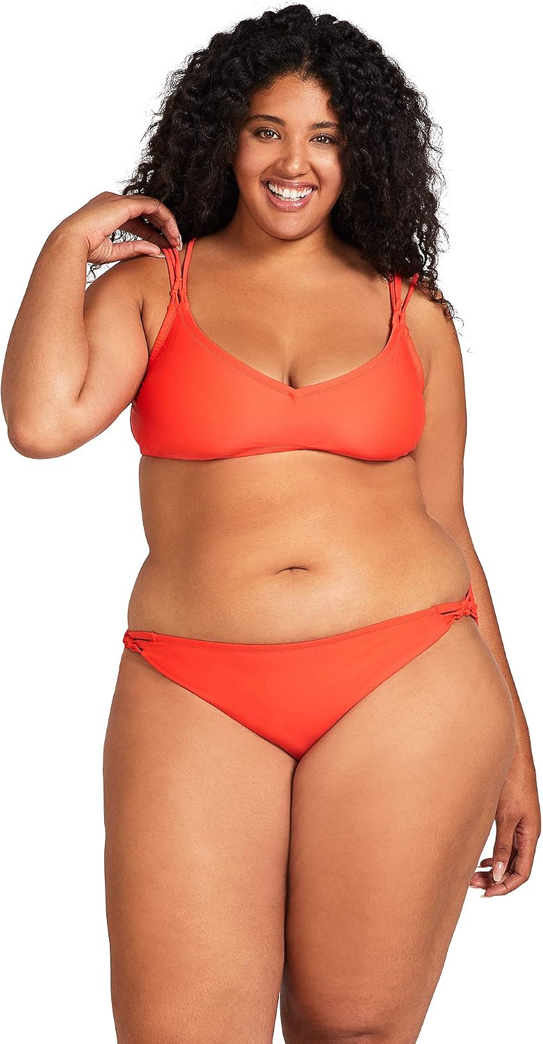 Volcom Women's Simply Solid Full Bikini Bottom (Regular & Plus Size) Electric Coral