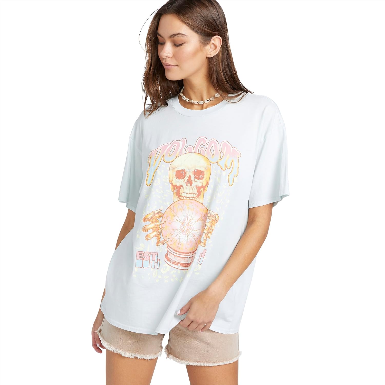 Volcom Women's Stones Throw Short Sleeve Boyfriend Tee – Organic Cotton Jersey T-Shirt Chlorine