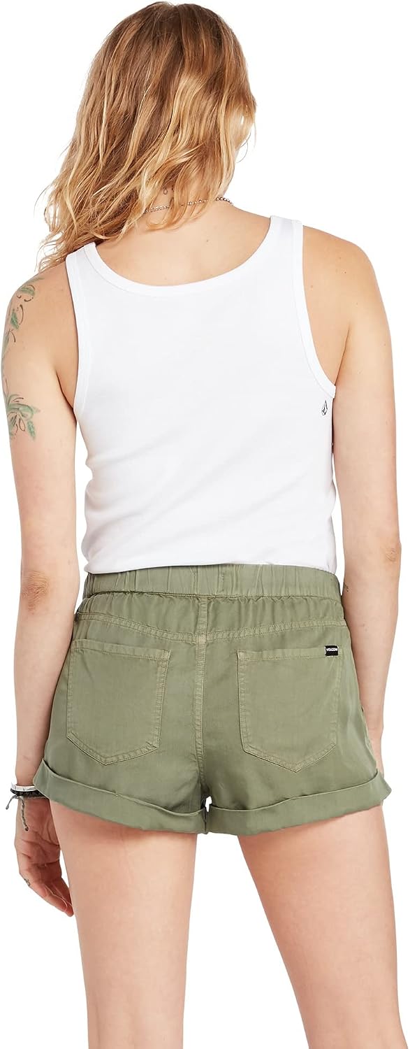 Volcom Women's Sunday Strut Elastic Waist Short Light Army