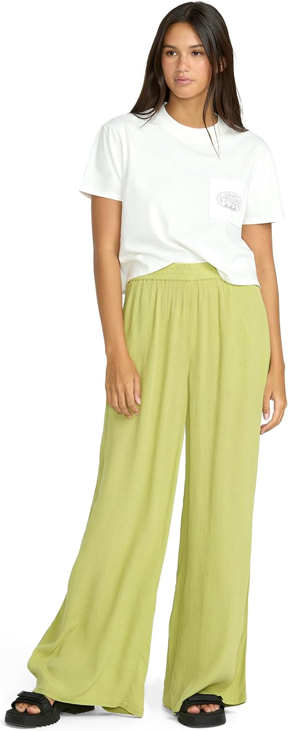 Volcom Women's Stoneshine Junki Wide Leg Beach Pant Pea Green