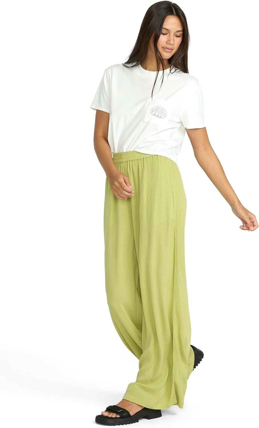 Volcom Women's Stoneshine Junki Wide Leg Beach Pant Pea Green