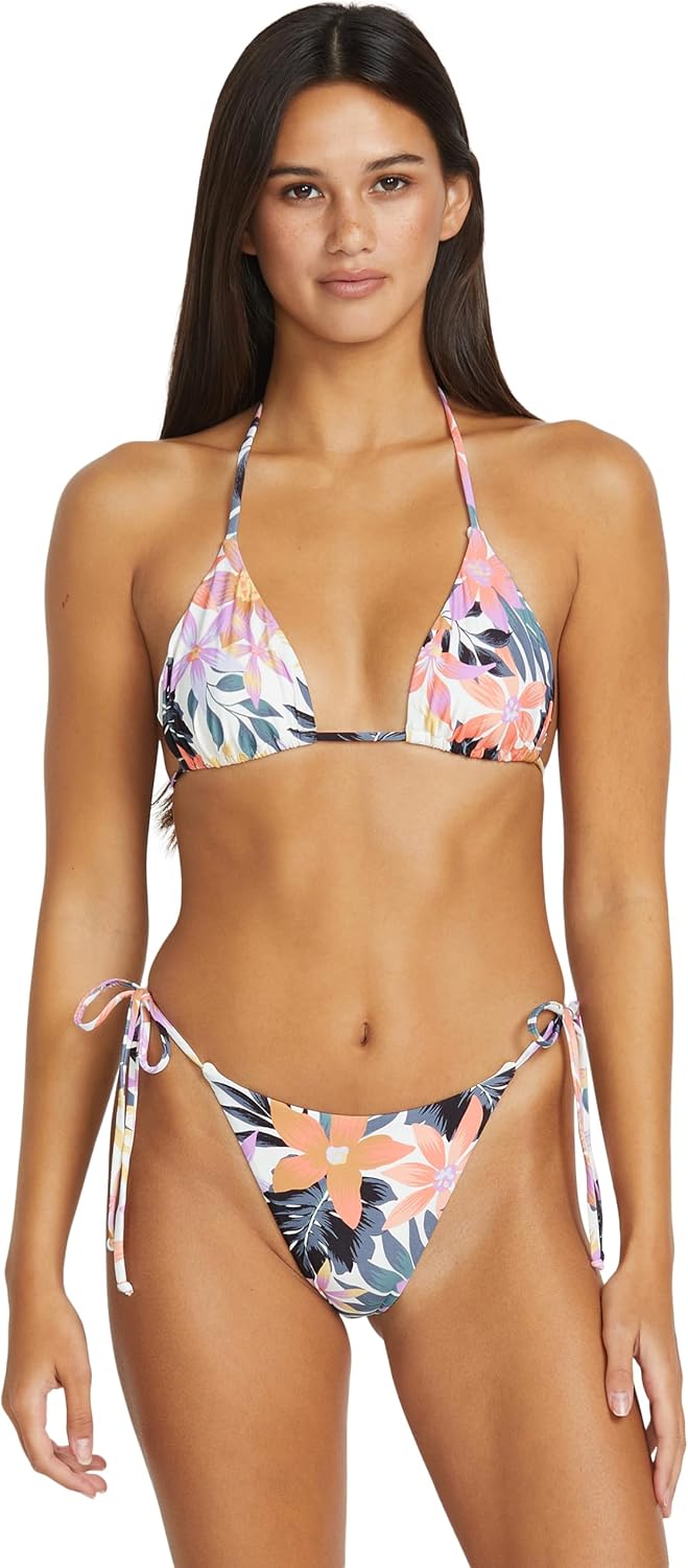 Volcom Women's Tri Bikini Top – Sustainable Slide-tri Swim Top with Adjustable Halter and Removable Cups Multi Tropic