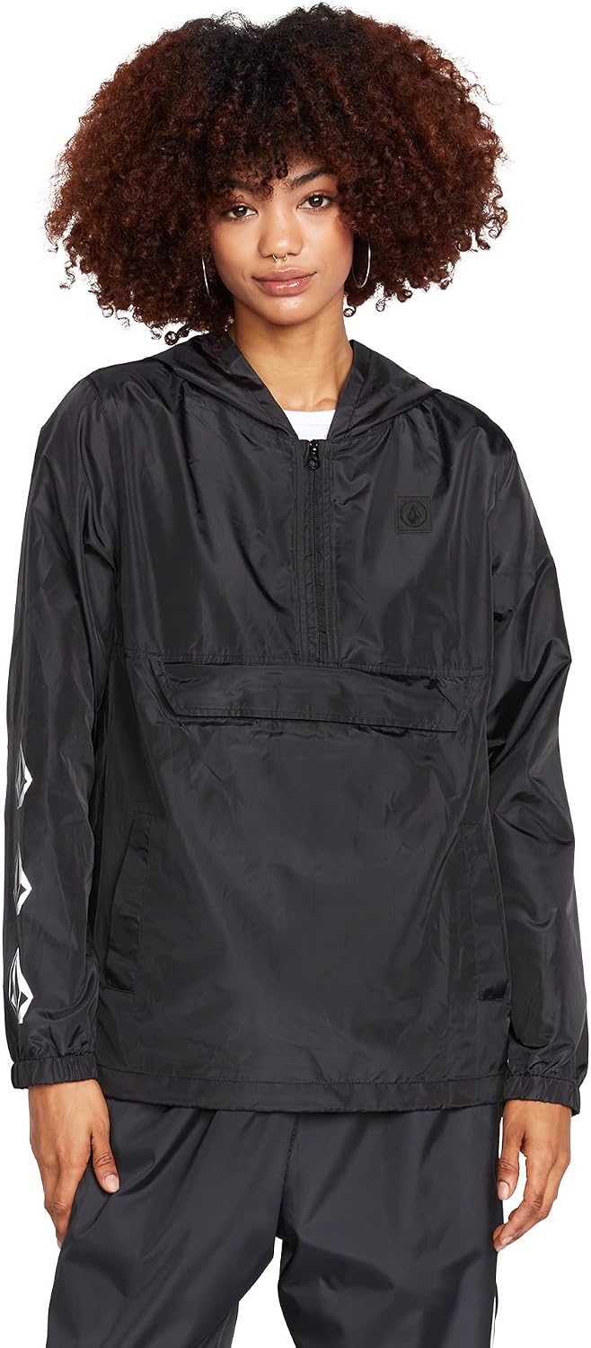 Volcom Women's Earth Tripper Packable Windbreaker Jacket Black