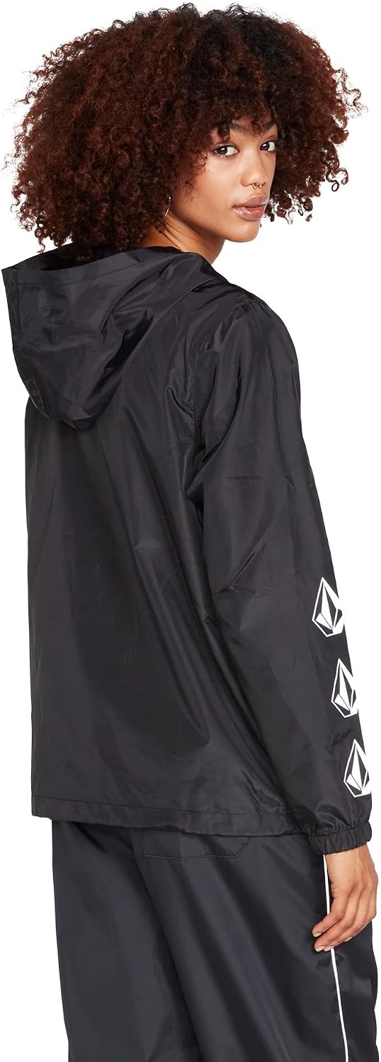 Volcom Women's Earth Tripper Packable Windbreaker Jacket Black