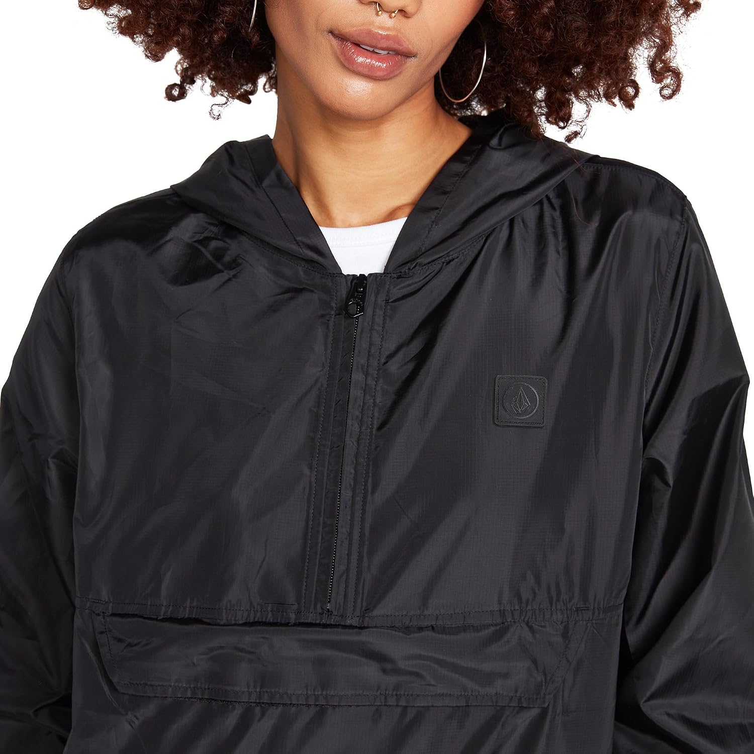 Volcom Women's Earth Tripper Packable Windbreaker Jacket Black