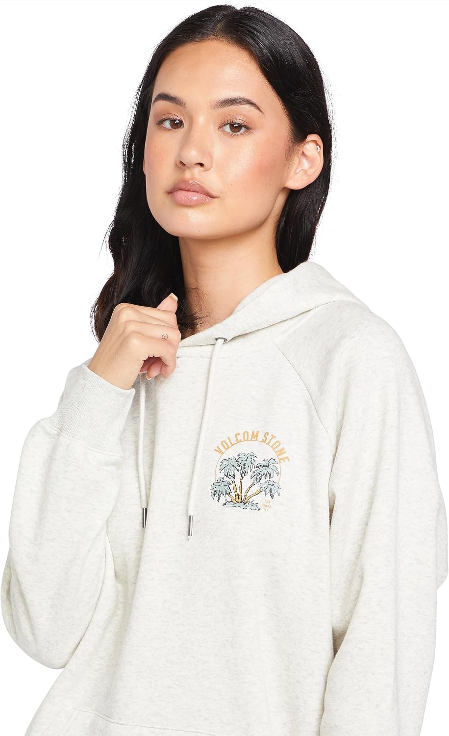 Volcom Women's Truly Stoked Ovesized Bf Hooded Fleece Sweatshirt Light Grey 324