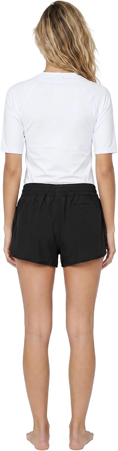 Volcom Women's 2-inch Swim Boardshorts – Lightweight 4-Way Stretch Surf Shorts with UPF 50+ and Recycled Fabric Black