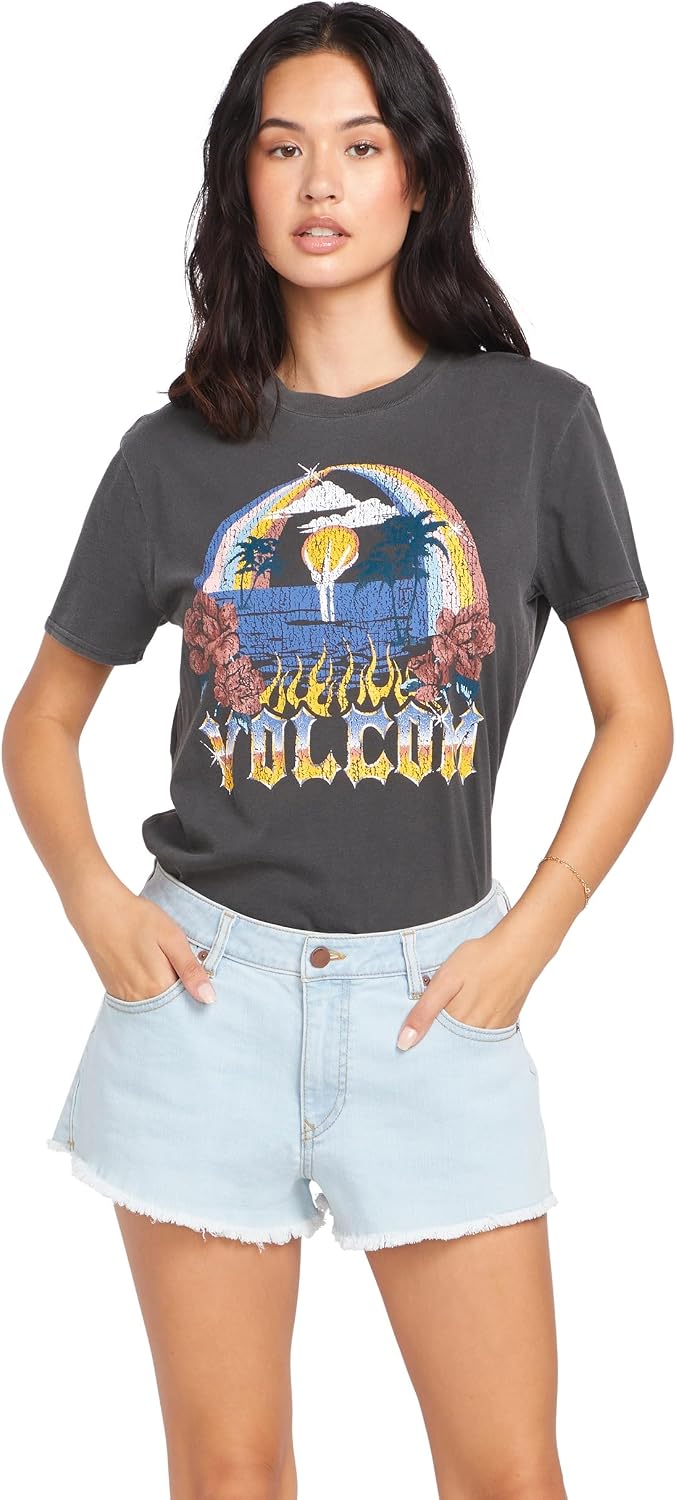 Volcom Women's 1991 Stone High Waisted Cutoff Denim Jean Short Cruzer Blue