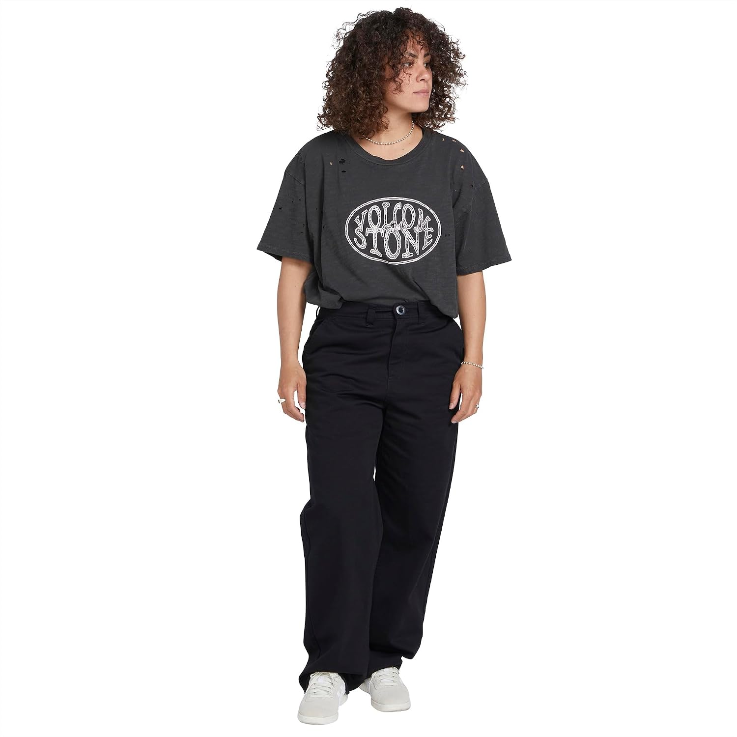 Volcom Women's Thisthatthem Skate Relaxed Fit Chino Pant Black 124